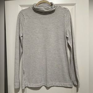 Loft grey and white striped sweater top